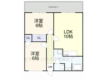 ロアンジュ下曽根(2LDK/2階)の間取り写真