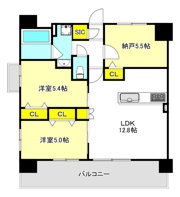 スプランディッド玉造DUE(2SLDK/5階)の間取り写真