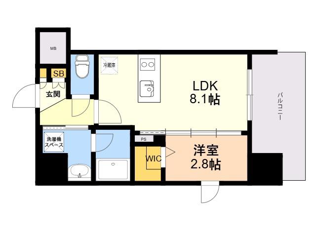 シーズンフラッツ渡辺通(1LDK/7階)の間取り写真