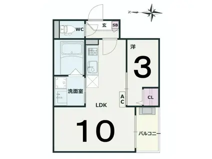 JACK ATSUTAKOSHINI(1LDK/3階)の間取り写真