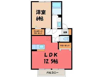パディントン(1LDK/2階)の間取り写真