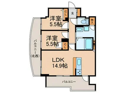 ブリリアントビューセントラルパーク(2LDK/10階)の間取り写真