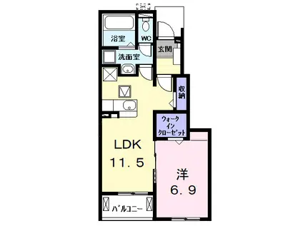 ヒカルサ名古屋港区大西I(1LDK/1階)の間取り写真