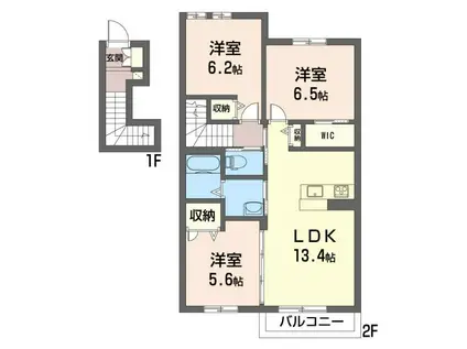 アイエーデルII(3LDK/2階)の間取り写真