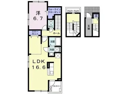 ネバーランドIII B(1LDK/3階)の間取り写真
