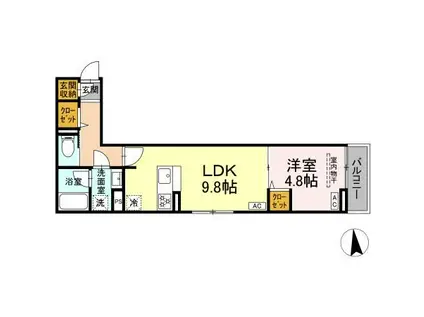 セレスティア東保木間II(1LDK/3階)の間取り写真