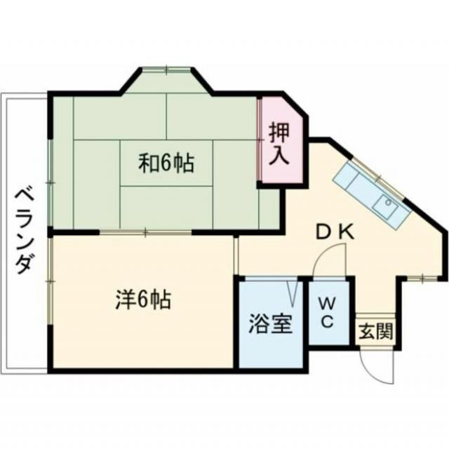 ベイサイド藤原(2DK/3階)の間取り写真