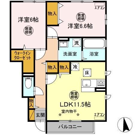 パークドプランタンF(2LDK/1階)の間取り写真