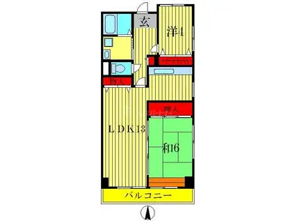 フレール堀切 2(2LDK/2階)の間取り写真