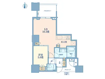ドゥ・トゥール ウエスト棟(1LDK/30階)の間取り写真