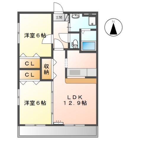 エクセレントN(2LDK/1階)の間取り写真