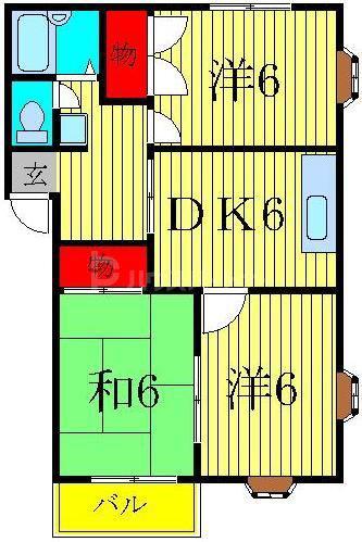 エステーハイツ(3DK/1階)の間取り写真