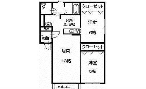 エスティパレスTAIRA(2LDK/2階)の間取り写真
