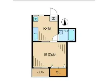 桜台サニーハイツ(1K/1階)の間取り写真