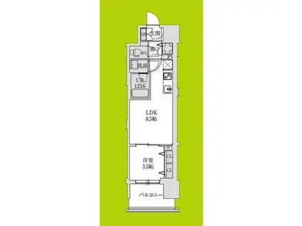 スプランディッド本町グラン(1LDK/6階)の間取り写真