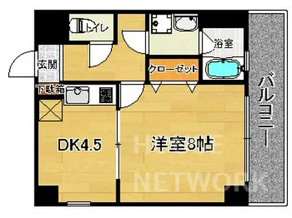 御所西エクセル三宅(1DK/6階)の間取り写真