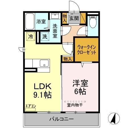 D-ROOM住吉(1LDK/2階)の間取り写真