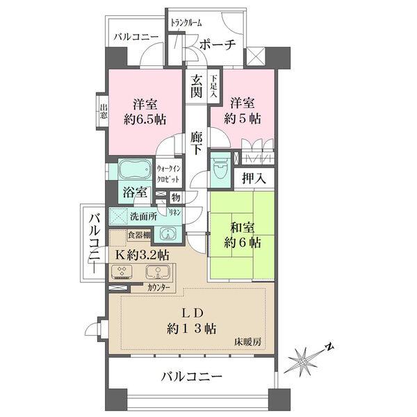 リーデンススクエア ザ・シーズ(3LDK/5階)の間取り写真