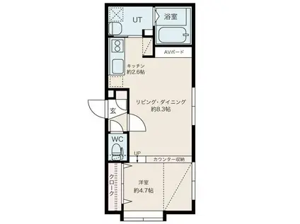 ルナレガーロ(1LDK/4階)の間取り写真