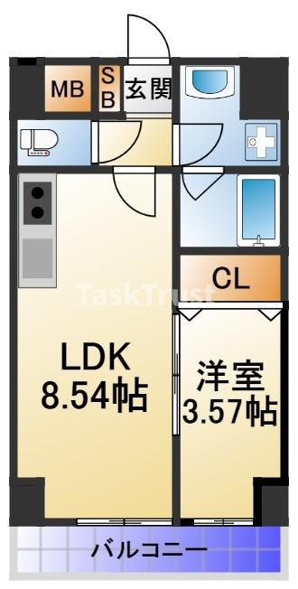 NINE RESIDENCE(1LDK/10階)の間取り写真