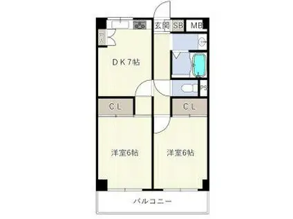 フローライト豊里I(2DK/4階)の間取り写真