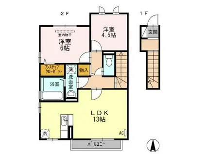リバース・E・イノセントC(2LDK/2階)の間取り写真
