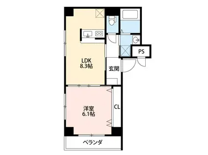 CASALAURORA(1LDK/2階)の間取り写真