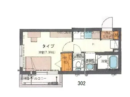 アンゲネームラオーム(1K/3階)の間取り写真