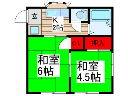 せせらぎコーポ(2K/2階)の間取り写真
