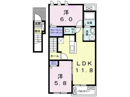 リナリア I(2LDK/2階)の間取り写真