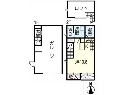 GAREX 218 S棟(ワンルーム/2階)の間取り写真