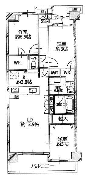 プラウド桜新町(3LDK/2階)の間取り写真