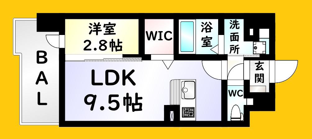 グランヒルズ戸畑(1LDK/10階)の間取り写真