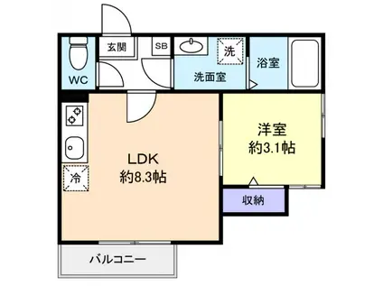 アットリラ八千代台西B(1LDK/1階)の間取り写真