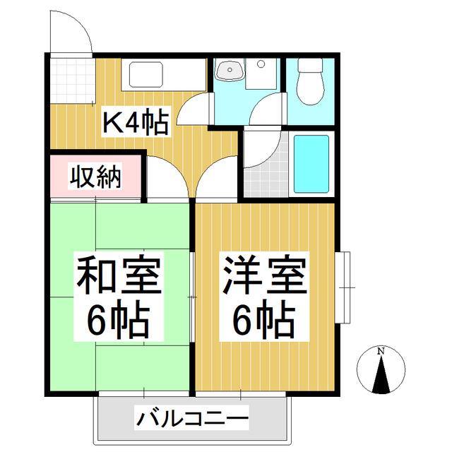 クレールあおば(2K/2階)の間取り写真