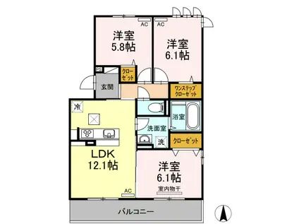 メゾン勝賀 A棟(3LDK/3階)の間取り写真