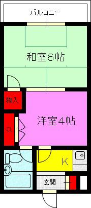 マンションプレザント(1DK/9階)の間取り写真