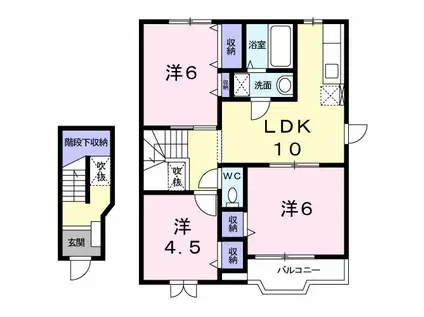 カーサ・ラフィネB棟(3LDK/2階)の間取り写真