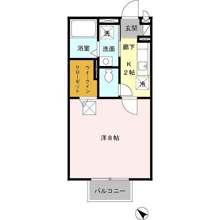 グリーンハウスC(1K/1階)の間取り写真