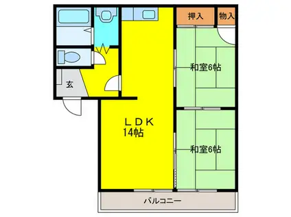 ビクトリーIIA 上の園(2LDK/2階)の間取り写真