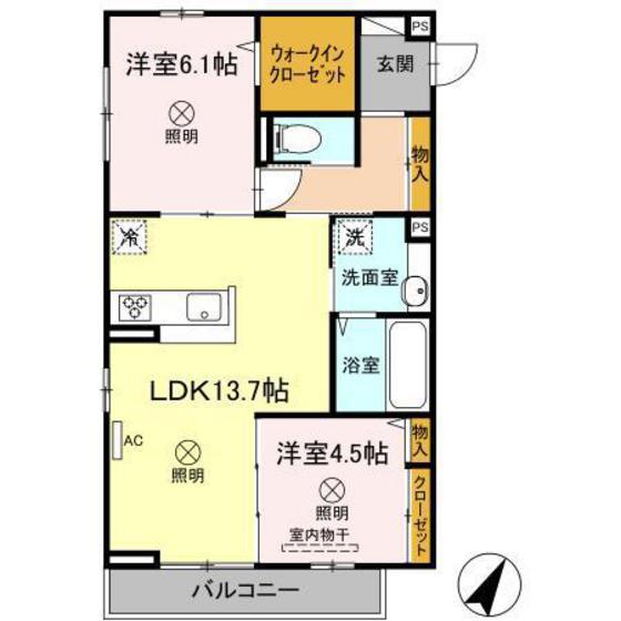 メゾン ボヌール大町(2LDK/3階)の間取り写真