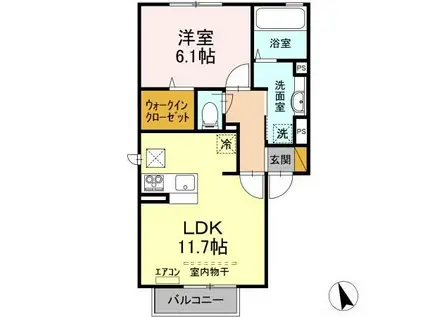 ヒーリングヴィラ久保台 ABC A棟(1LDK/1階)の間取り写真