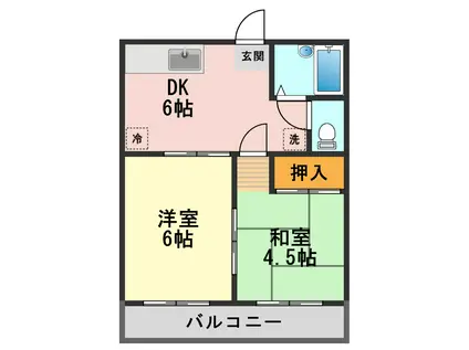 サンハウス(2DK/2階)の間取り写真