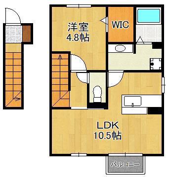 テロワール参番館(1LDK/2階)の間取り写真