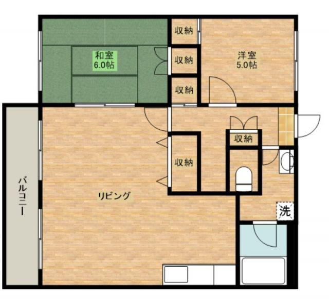 ヴァンベール玉川(2LDK/3階)の間取り写真
