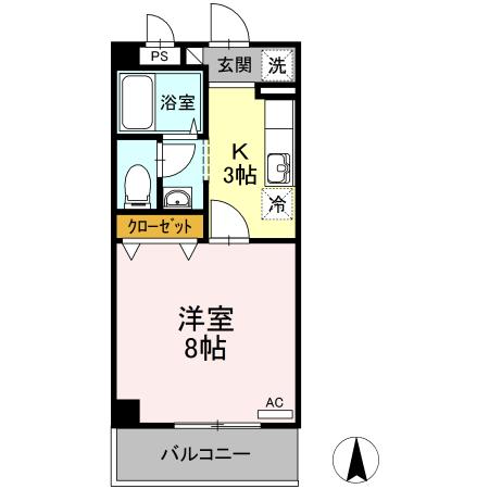 リビングタウン厚木(1K/1階)の間取り写真