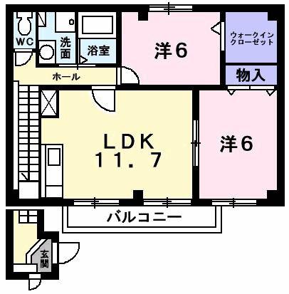 ステージアII(2LDK/2階)の間取り写真