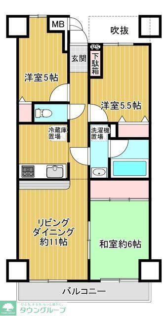 ダイアパレス鶴間フレックス(3LDK/1階)の間取り写真