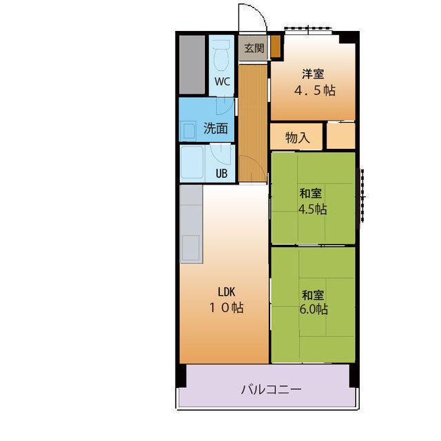 吉田マンション城房(3LDK/6階)の間取り写真