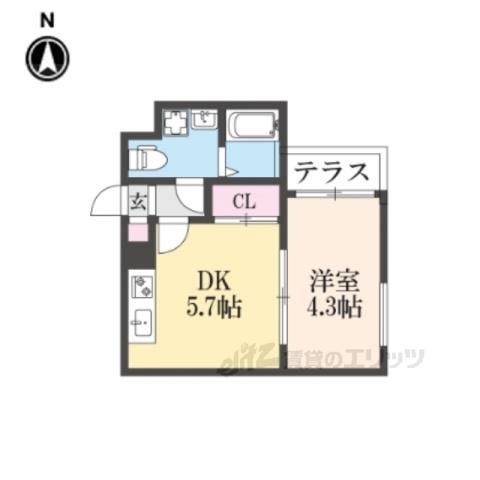 THEGARNETSUITERESIDE(1DK/1階)の間取り写真